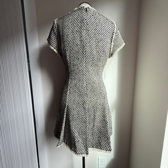 Cinq à Sept Metallic Tweed Nova Dress Size 4 Black Gardenia - Picture 4 of 10